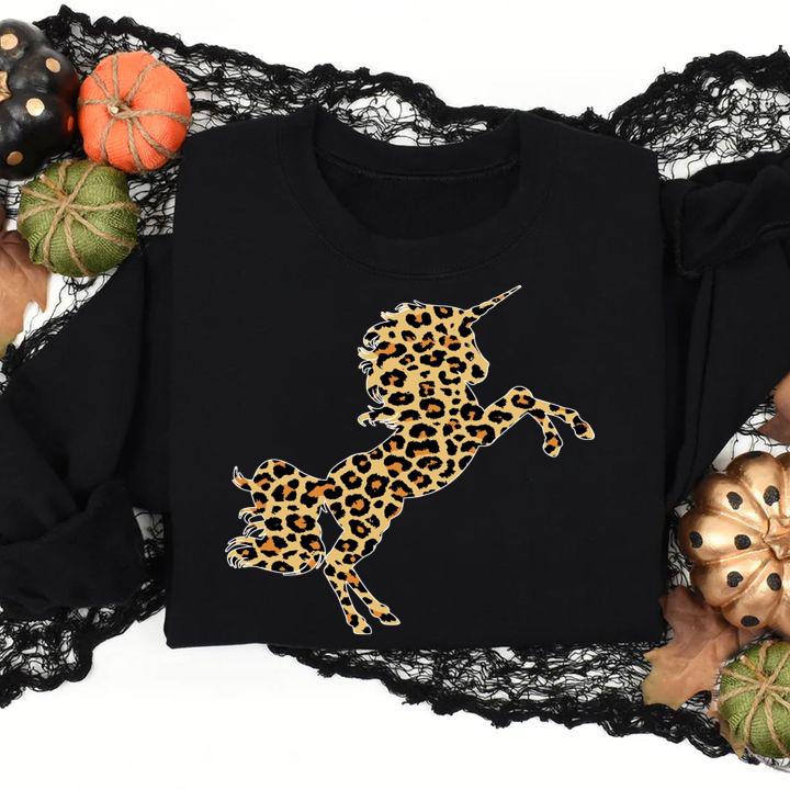 Unicorn leopard t-shirt sweatshirt