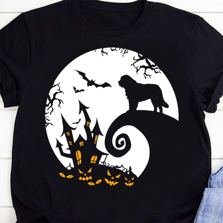 Funny Saint Bernard And Moon Halloween Costume t-shirt shirt