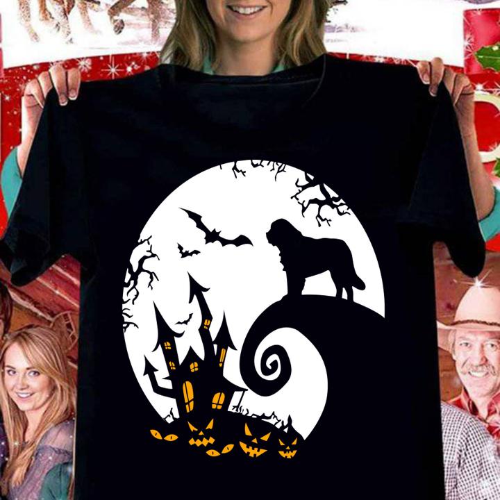 Funny Saint Bernard And Moon Halloween Costume t-shirt woman shirt