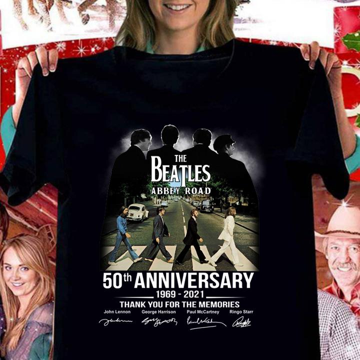 The Beatles Abbey Road 50th Anniversary 1969-2021 Signatures Thank You For The Memories t-shirt woman shirt