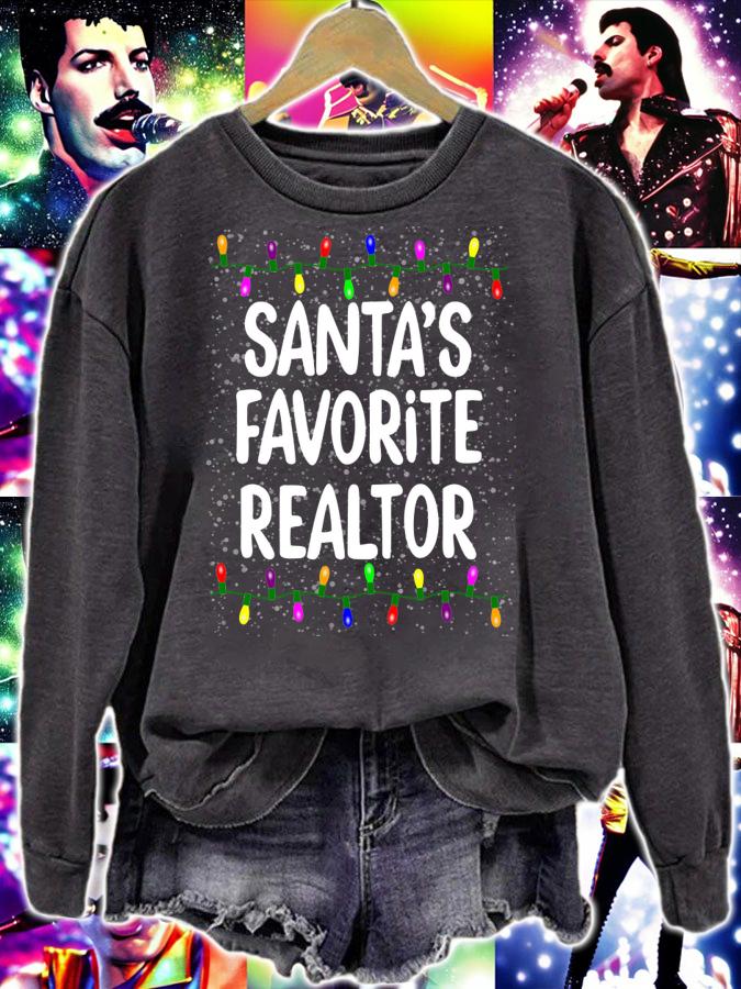 Awesome Santa's Favorite Realtor Christmas Estate Agent Broker Gift t-shirt sweatshirt