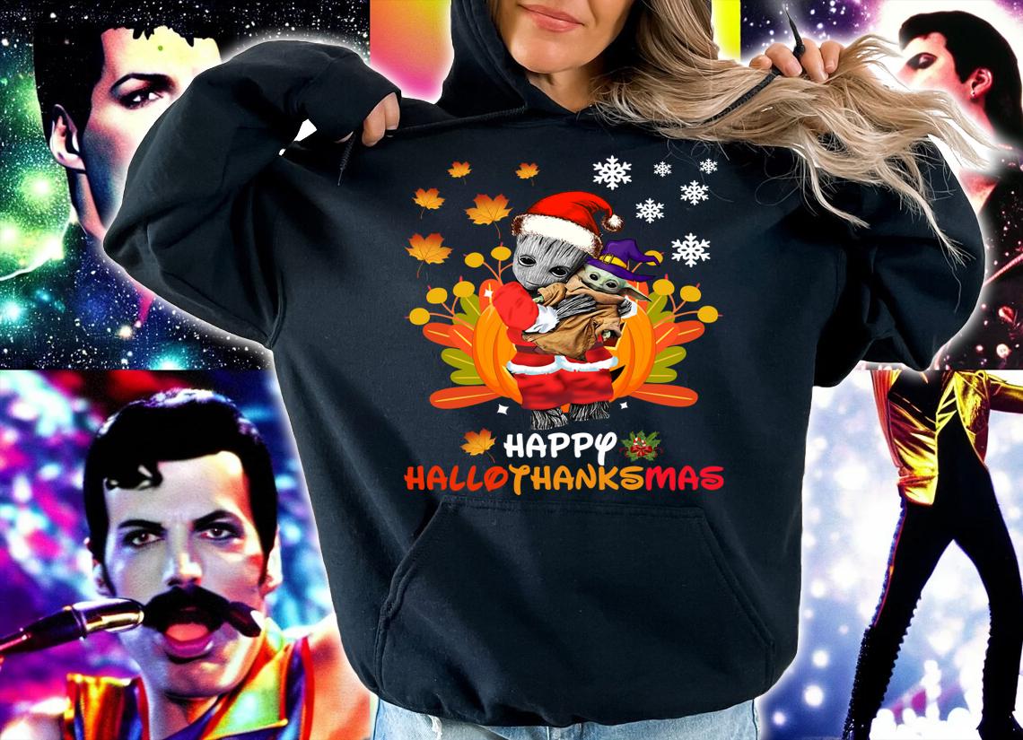 Baby Groot Hug Baby Yoda Happy Halloween Thanksgiving Christmas t-shirt hoodie