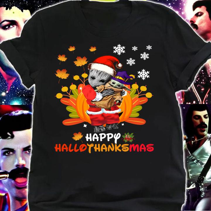 Baby Groot Hug Baby Yoda Happy Halloween Thanksgiving Christmas t-shirt shirt