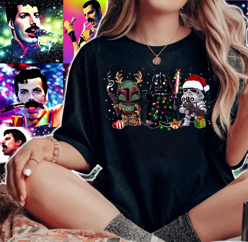 Darth Vader Clone Trooper Boba Fett Star Wars Christmas t-shirt woman shirt