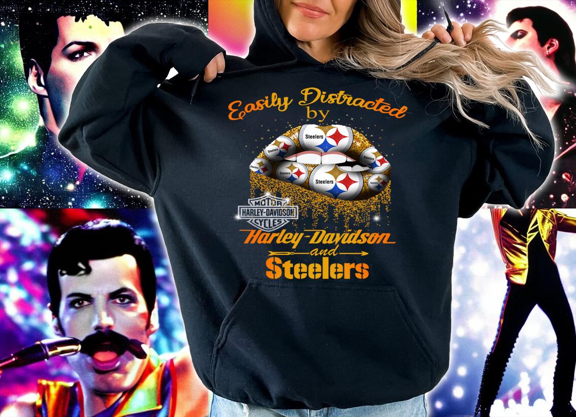 Lip easily distracted by Harley-Davidson and Pittsburgh Steelers t-shirt hoodie