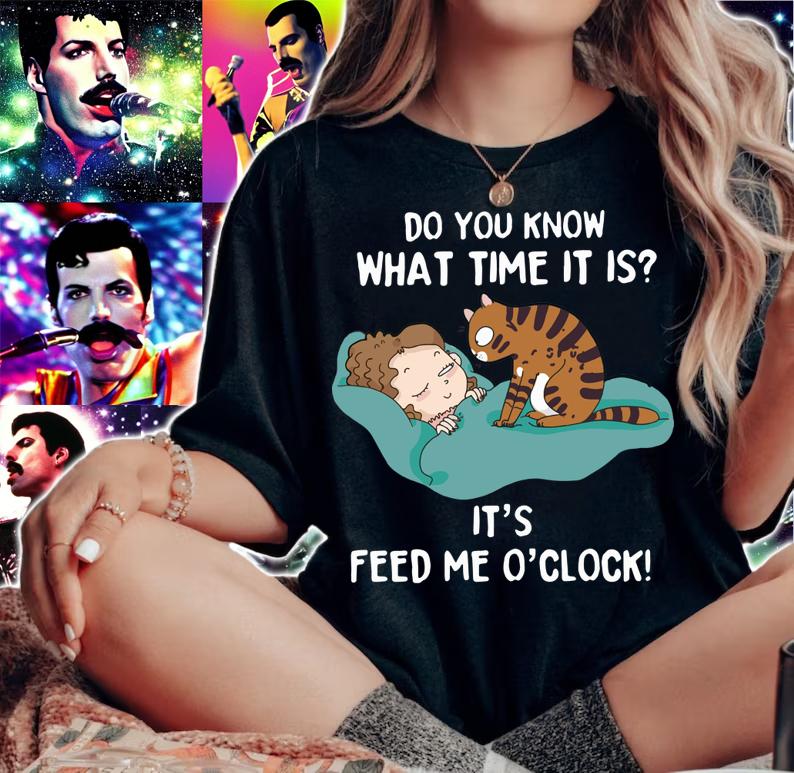 Do You Know What Time Is It It's Feed Me O'Clock Cat t-shirt woman shirt