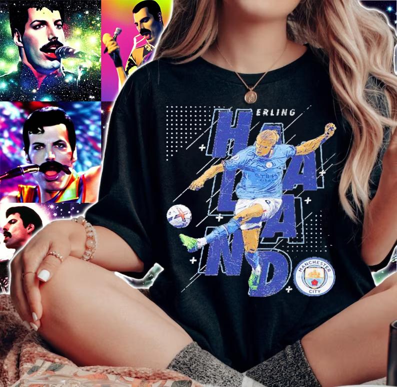 Erling Haaland Manchester City Abstract Name League t-shirt woman shirt