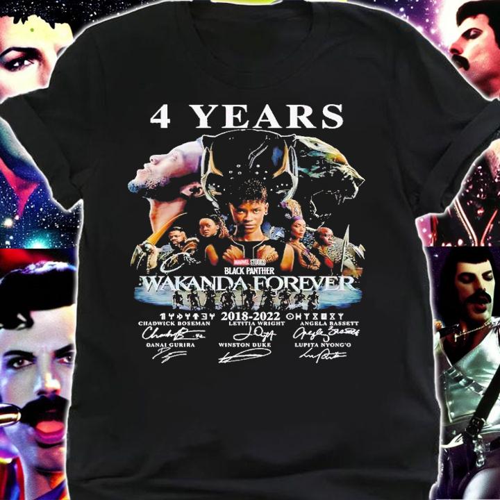 4 years Wakanda Forever 2018 2022 signatures shirt t-shirt shirt