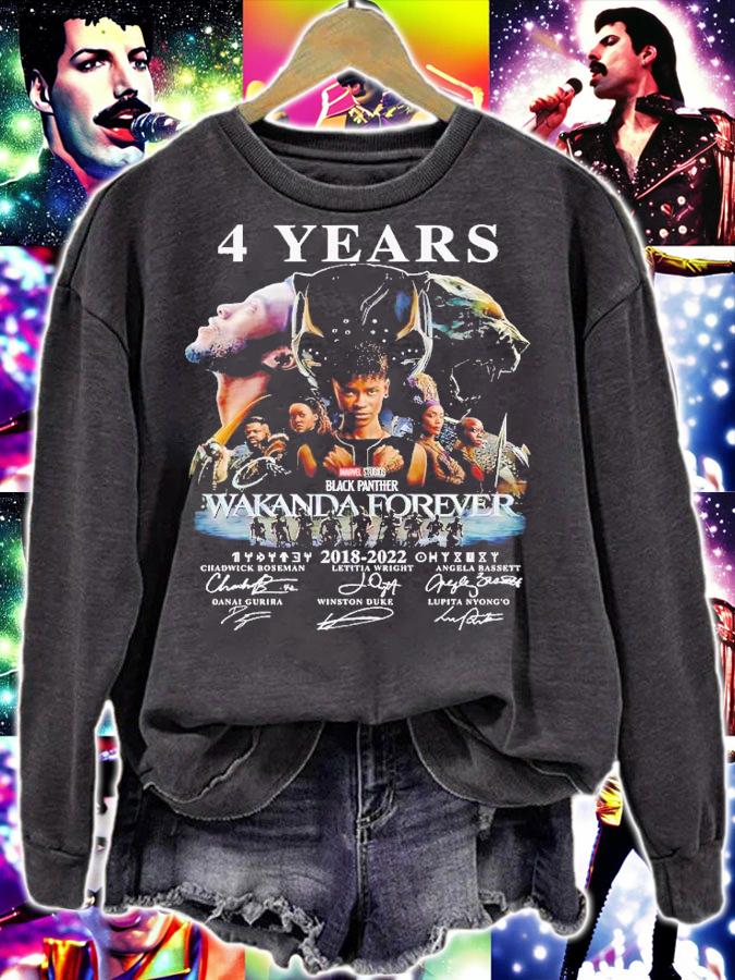 4 years Wakanda Forever 2018 2022 signatures shirt t-shirt sweatshirt