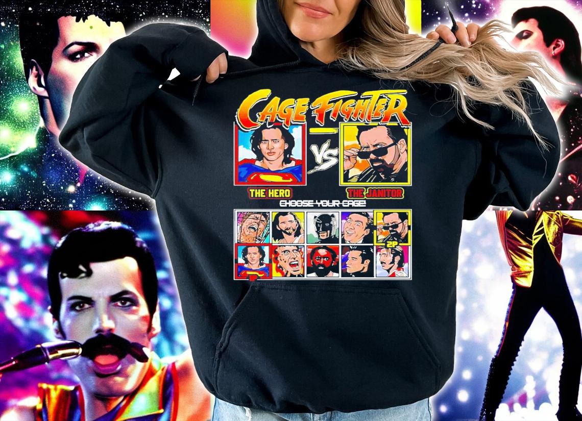Nicolas Cage Fighter the hero vs the janitor shirt t-shirt hoodie