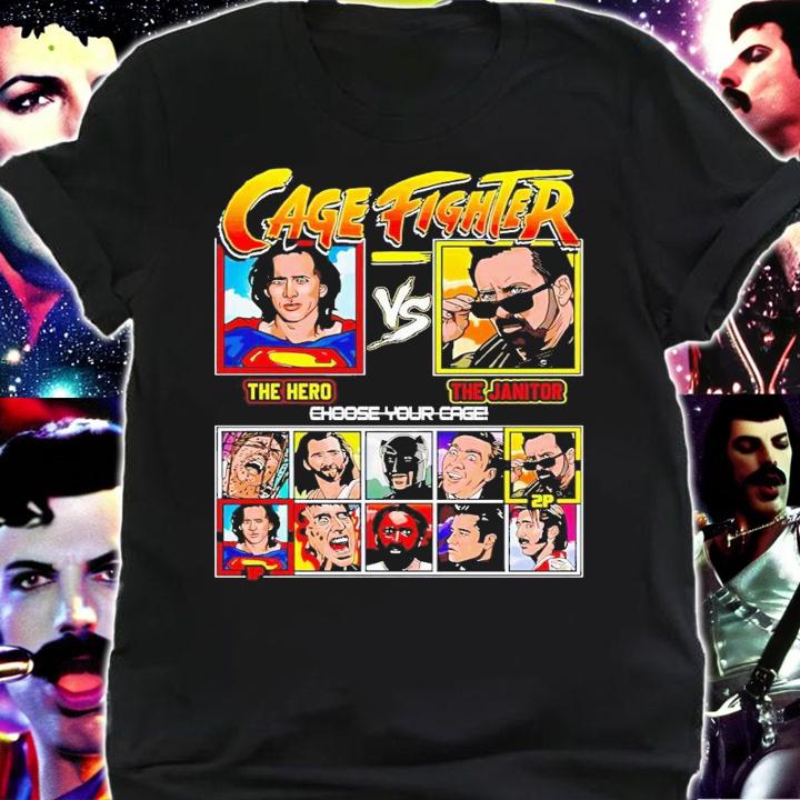 Nicolas Cage Fighter the hero vs the janitor shirt t-shirt shirt