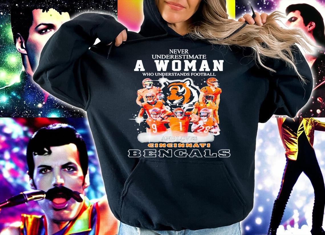 Never underestimate a woman who understands football and loves Cincinnati Bengals shirt t-shirt