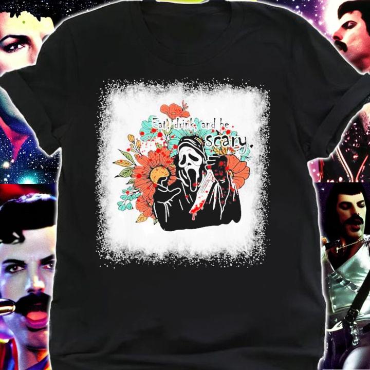 Bleached Eat Drink And Be Scary Screaming Ghost Halloween Shirt t-shirt