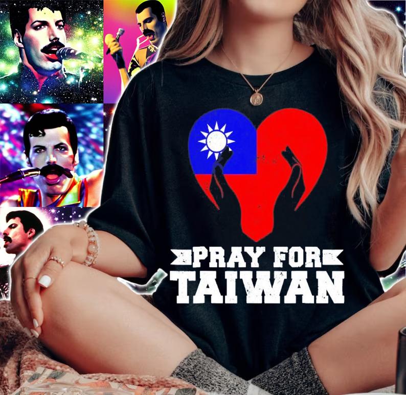 Pray For Taiwan Supporter Taiwanese Flag Heart shirt t-shirt woman shirt