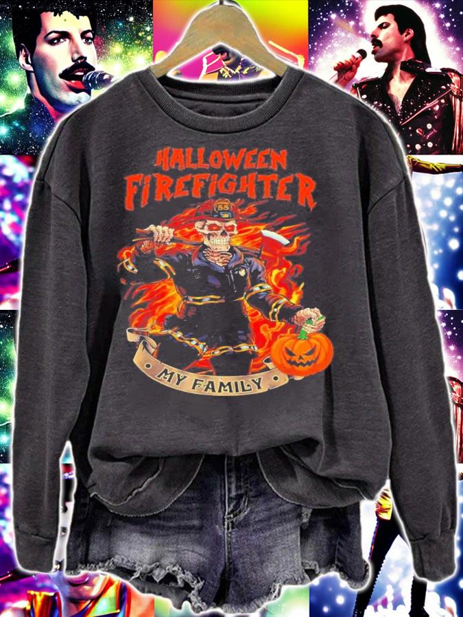 Halloween Skeleton Firefighter My Family T-Shirt t-shirt