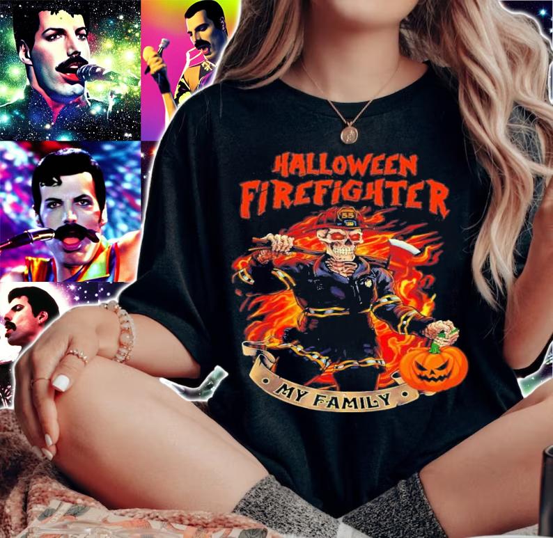 Halloween Skeleton Firefighter My Family T-Shirt t-shirt