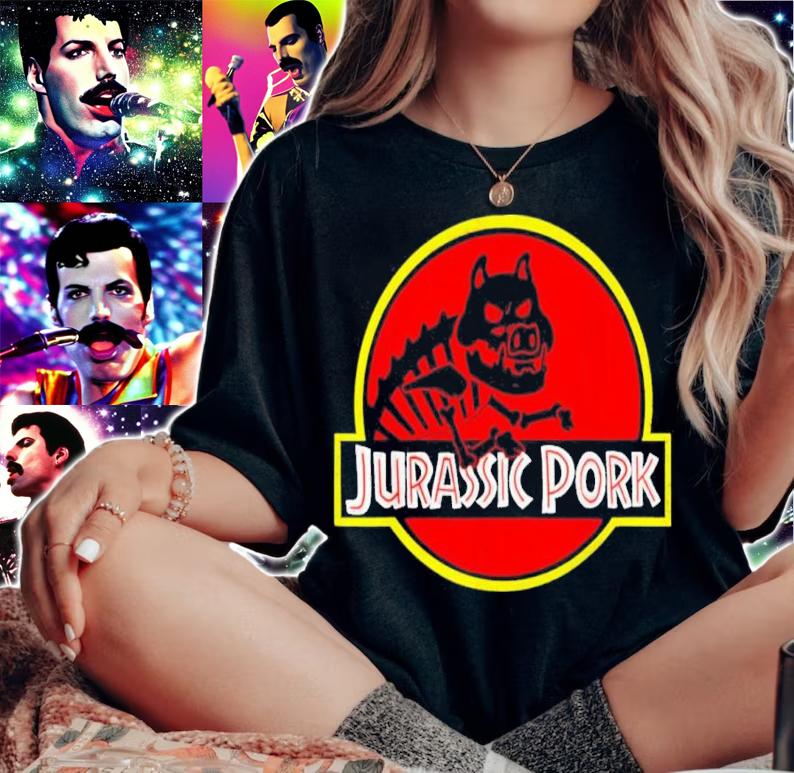 Jurassic Pork Dinosaur Pig Humorous Pork Funny Shirt t-shirt woman shirt