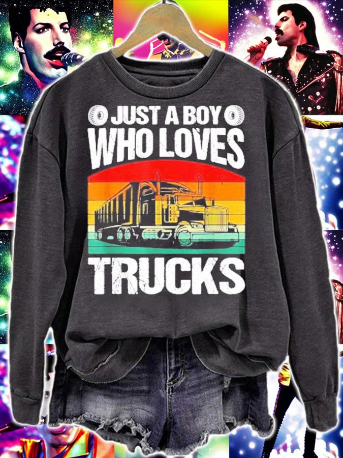 Just a Boy Who Loves Trucks Retro Vintage Shirt t-shirt
