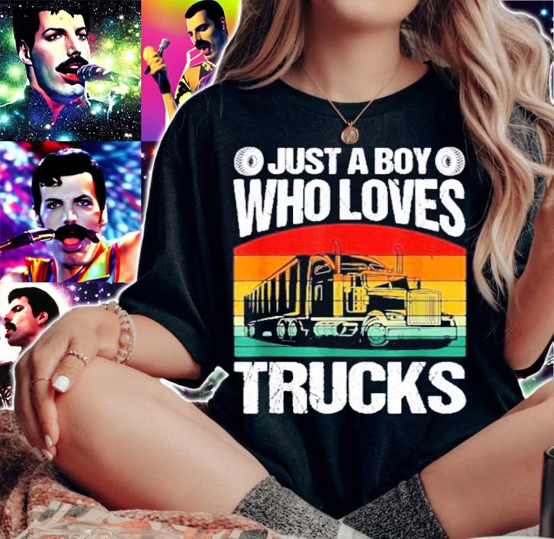 Just a Boy Who Loves Trucks Retro Vintage Shirt t-shirt