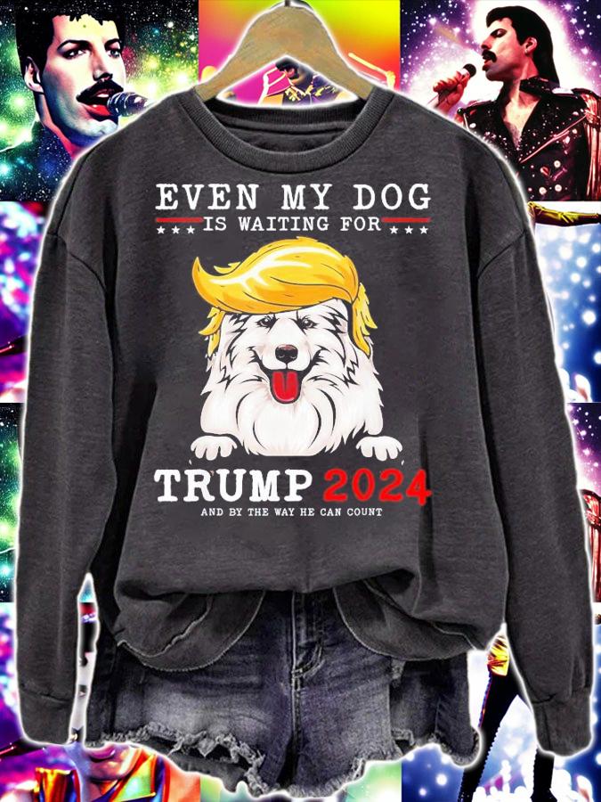 Samoyed Dog Even My Dog Is Waiting For Trump 2024 T-Shirt t-shirt sweatshirt