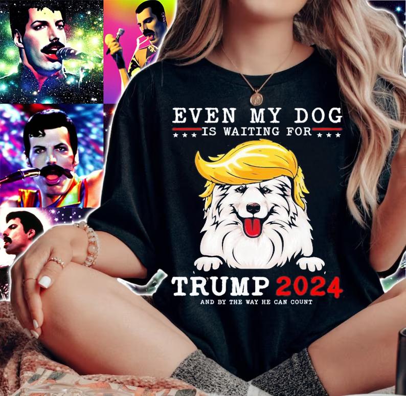 Samoyed Dog Even My Dog Is Waiting For Trump 2024 T-Shirt t-shirt woman shirt