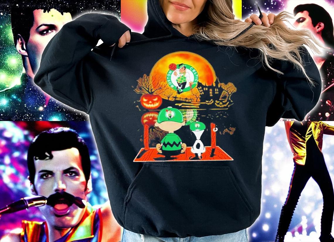 Snoopy And Charlie Brown Watching Boston Celtics Halloween Shirt t-shirt hoodie