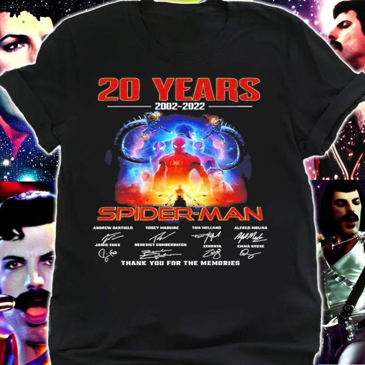 20 Years 2002-2022 Spider-man Signatures Thank You For The Memories Shirt t-shirt
