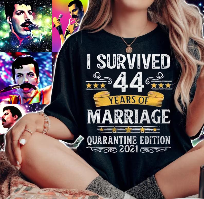 44Th Wedding Anniversary Quarantine Gift 44 Years Couples shirt t-shirt