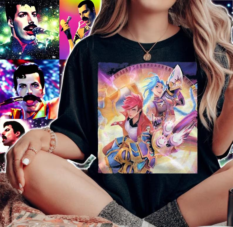 Action Jinx and Vi Arcane League of Legends T-shirt t-shirt woman shirt