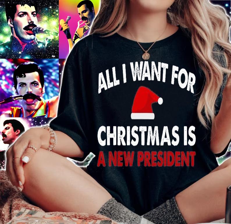 Anti Biden Christmas Funny Political Santa Hat T-Shirt t-shirt woman shirt