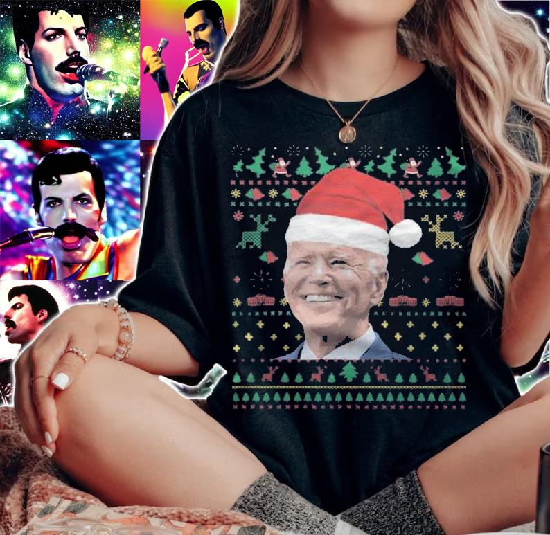 Anti President biden Ugly Christmas Best President Xmas President T-Shirt t-shirt woman shirt
