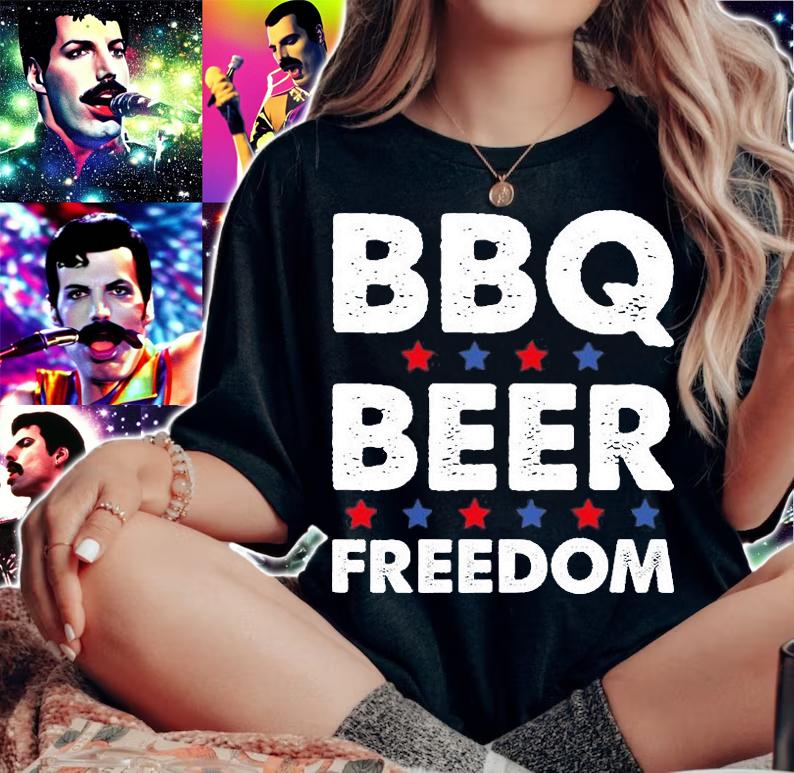 BBQ Beer Freedom Star T-Shirt t-shirt woman shirt