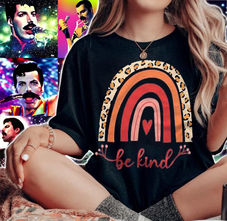 Be Kind. Boho Rainbow Motivation Cheetah Heart Love Gift shirt t-shirt
