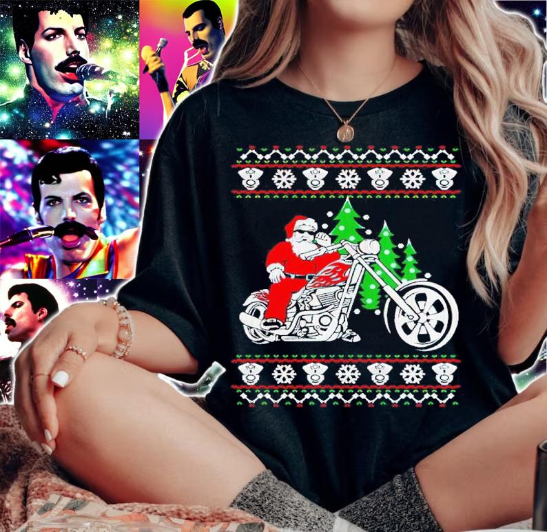 Biker Santa Ugly Christmas Shirt t-shirt