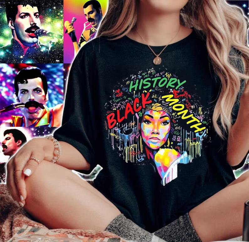 Black History Month Afro Word Art Natural Hair T-Shirt t-shirt woman shirt