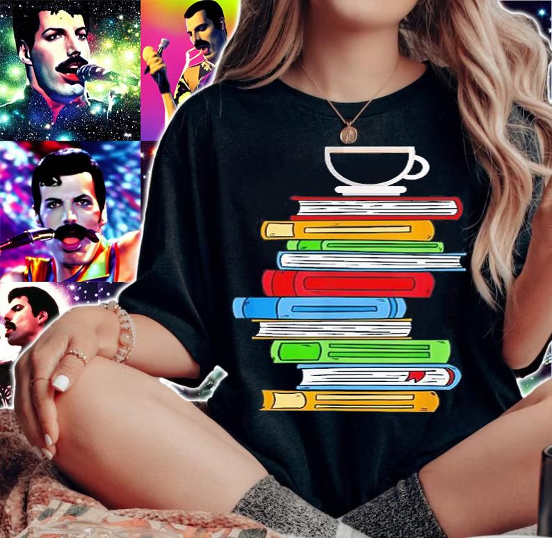 Books & Coffee Reading Literature Education T-Shirt t-shirt woman shirt