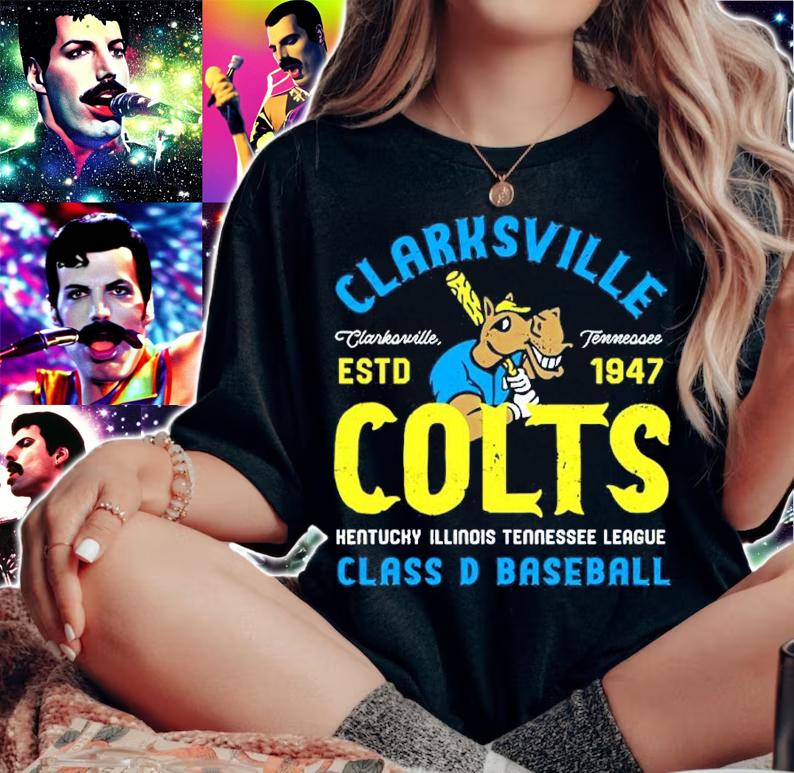 Clarksville Colts Clarksville Colts ESTD 1947 Kentucky Illinois Tennessee League Baseball Shirt t-shirt woman shirt