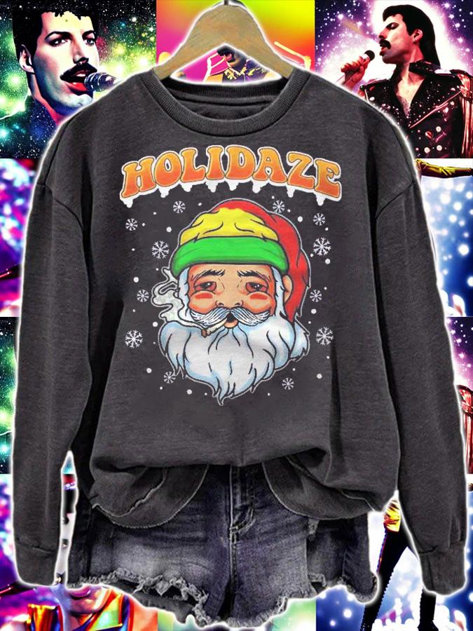 Funny Santa Smoking A Marijuana Joint Holidaze Christmas Shirt t-shirt