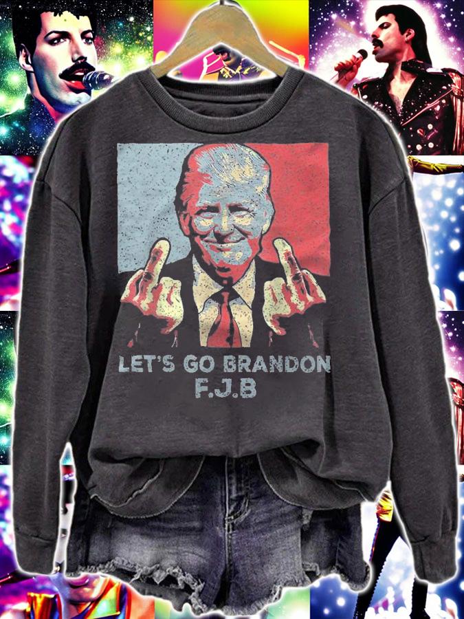 Let's Go Brandon FJB Poster Trump Middle Finger Vintage Meme T-Shirt t-shirt sweatshirt