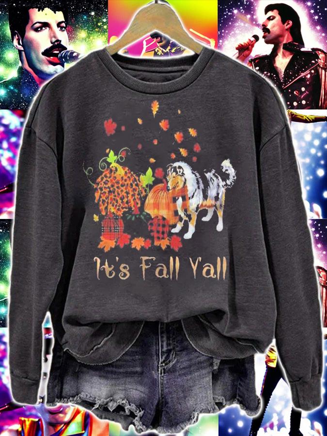 Its Fall Yall Rough Collie Pumpkin Dog Thanksgiving Costume Shirt t-shirt