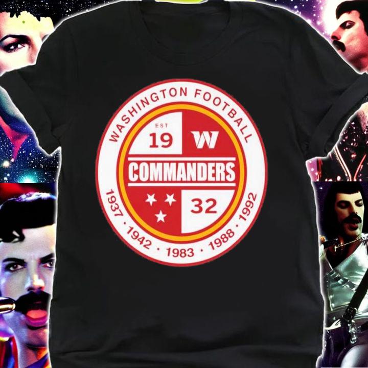 Washington Football Est 1932 Commanders 1937 1942 1983 1988 1992 Shirt t-shirt shirt