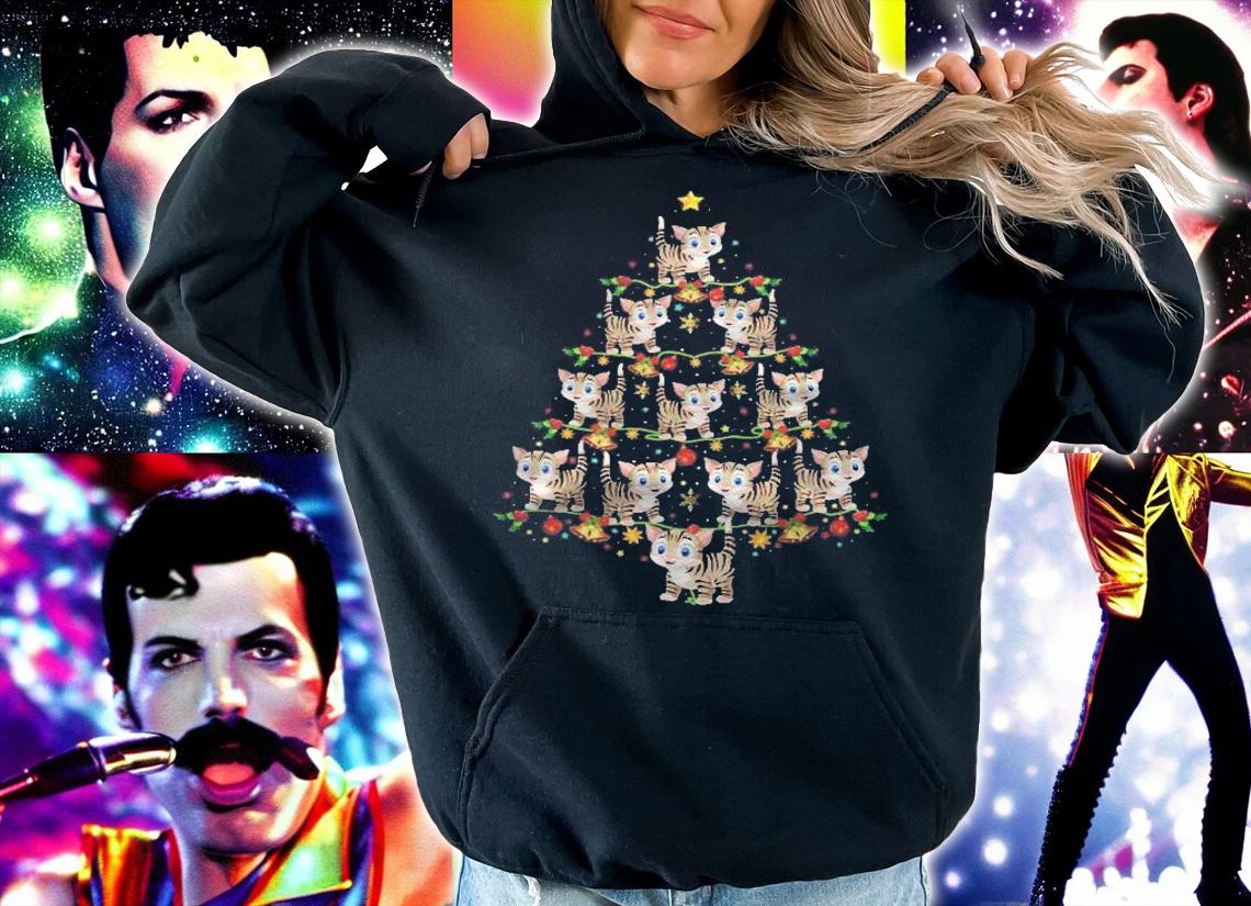 Cat Lover Xmas Matching Santa Cat Christmas Tree Shirt t-shirt hoodie