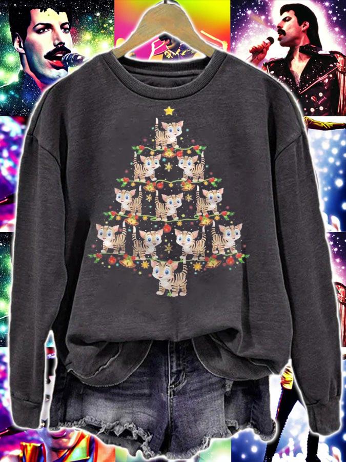 Cat Lover Xmas Matching Santa Cat Christmas Tree Shirt t-shirt sweatshirt