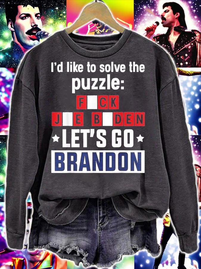Let's Go Brandon US I'd Like To Solve The Puzzle Sarcastic Joe Biden T-Shirt t-shirt sweatshirt