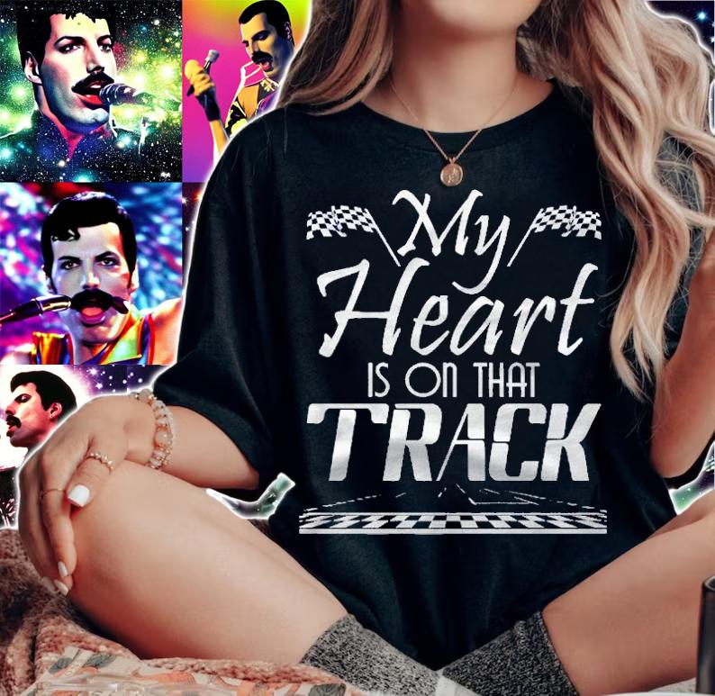 My Heart Is On That Track Drag Racing Race Car Driver Premium Shirt t-shirt