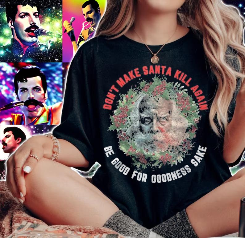 Don't make Santa kill again be good for goodness sake wreath T-shirt t-shirt
