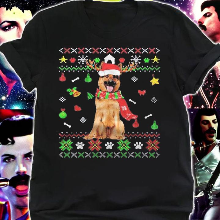 Ugly Sweater Christmas German Shepherd Dog Puppy Xmas Pajama Shirt t-shirt