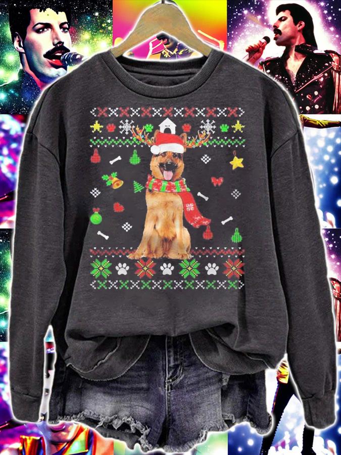 Ugly Sweater Christmas German Shepherd Dog Puppy Xmas Pajama Shirt t-shirt