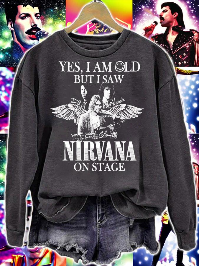 Yes I Am Old But I Saw Nirvana On Stage Music Band Black & White T-Shirt t-shirt sweatshirt