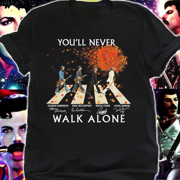 The Beatles Band You'll Never Walk Alone Signatures Abbey Road t-shirt shirt
